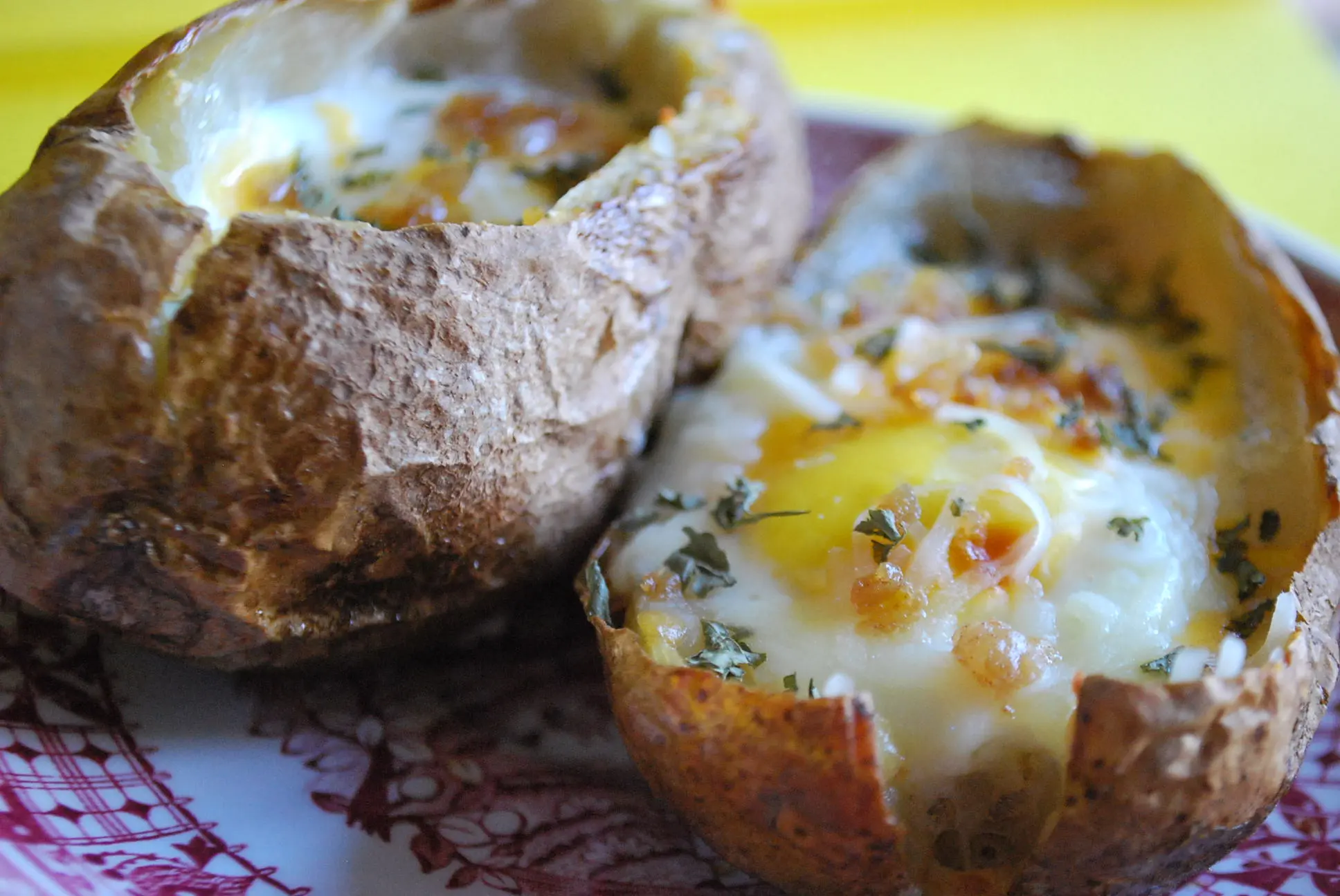 Idaho Sunrise (Baked Eggs & Bacon in Potato Bowls)
